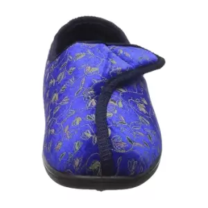 Image of Zedzzz Womens/Ladies Janice Touch Fastening Floral Slippers (5 UK) (Navy Blue)