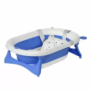 Image of Homcom Foldable Baby Bath Tub Ergonomic With Temperature-induced Water Plug - Blue