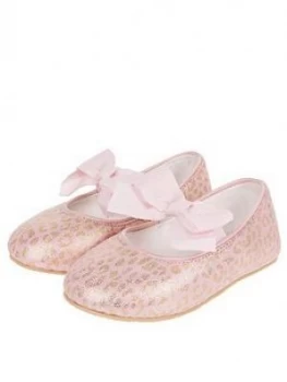 Image of Monsoon Baby Girls Leonie Leopard Walker Shoes - Pale Pink, Size 2 Younger