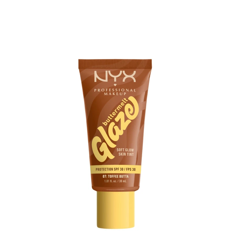 Image of NYX Professional Makeup Buttermelt Glaze Soft Glow Skin Tint + SPF/FPS 30 Foundation (Various Shades) - Toffee