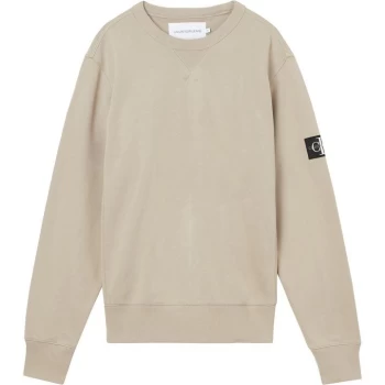 Image of Calvin Klein Jeans Sleeve Badge Crew Sweatshirt - Crockery PBF
