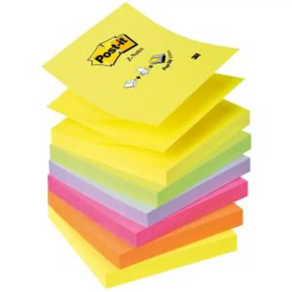 Image of Post-it Z Notes 76x76mm 100 Sheets Neon Rainbow Pack 6 R330-NR - EXR32512TT