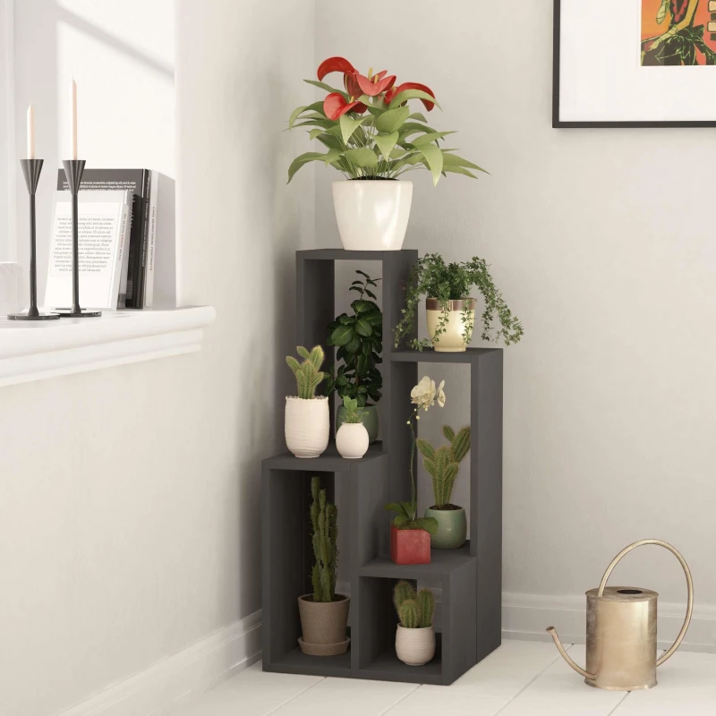 Image of DECORTIE Decortie - Sule Modern Plantstand Anthracite Grey Multipurpose h 89cm - Anthracite Grey M.SH.14181.3