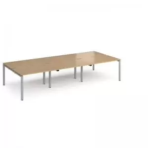 Image of Adapt triple back to back desks 3600mm x 1600mm - silver frame and oak