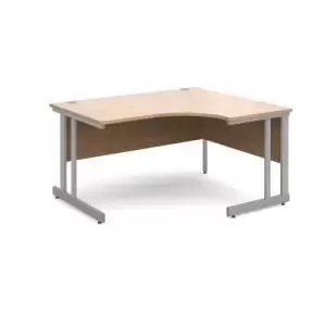 Image of Momento right hand ergonomic desk 1400mm - silver cantilever frame and