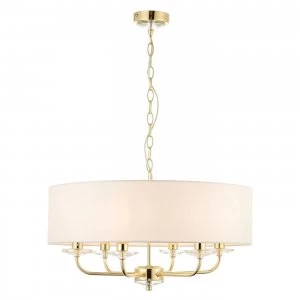 Image of 6 Light Multi Arm Ceiling Pendant Brass, E14