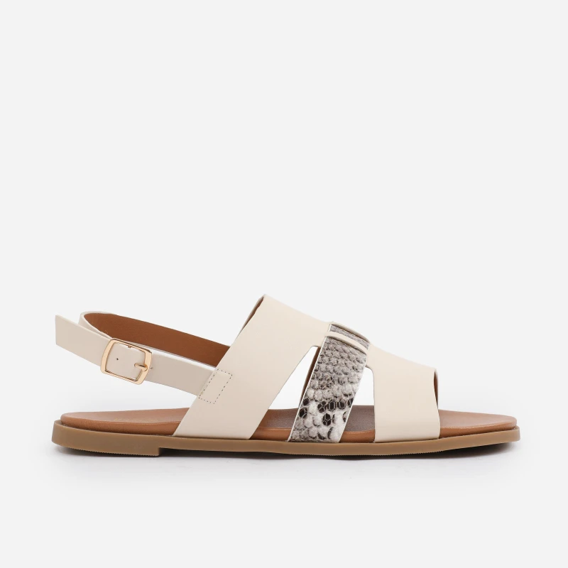 Image of Wheres That From Cream PU Uma Flat Sandals Cream female 3