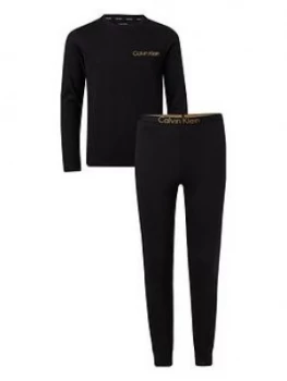 Image of Calvin Klein Boys Metallic Logo Pyjama - Black