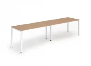 Image of Single White Frame Bench Desk 1200 Beech (2 Pod)