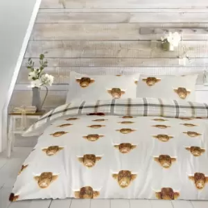 Image of Fusion Highland Cow Reversible Duvet Cover Set, Ochre, King