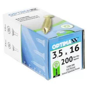 Image of Optimaxx 3.5 x 16mm Woodscrews - Box of 200 - Yellow