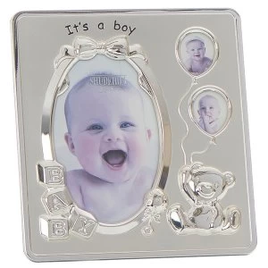 Image of Satin Silver It's a Boy Frame 3 Pictures