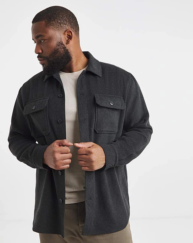 Image of jack & jones Jack & Jones Bradley Ollie Overshirt Black - JACK & JONES - Size: L(47) Black Male L(47) LM07702