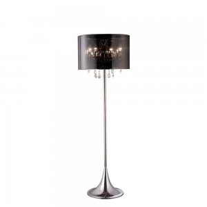 Image of Floor Lamp with Chrome Shade 4 Light Polished Chrome, Crystal
