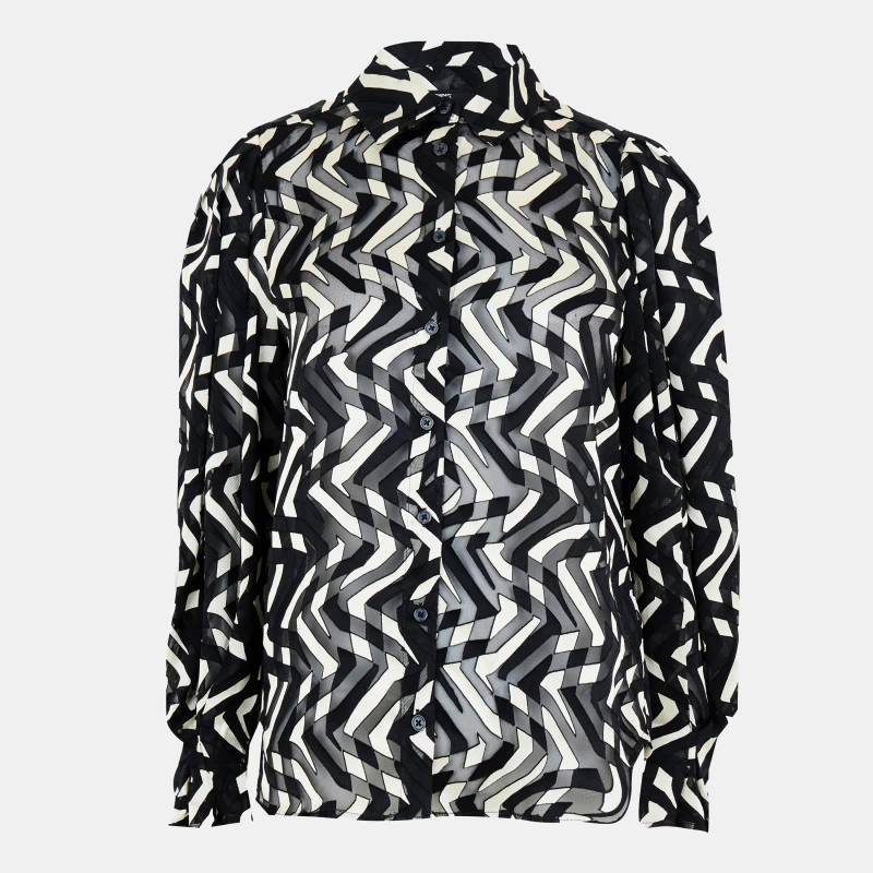 Image of French Connection Diandra Satin Devore Top - Black 10