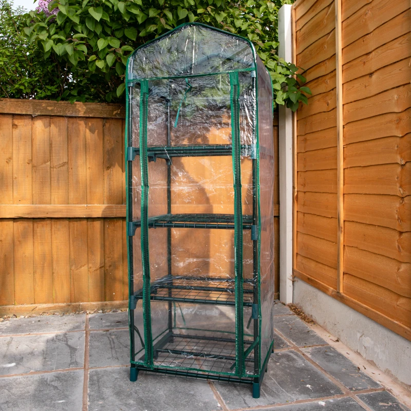 Image of 1.3m x 0.5m 4 Tier Greenhouse with Steel Frame and Removable PVC Cover