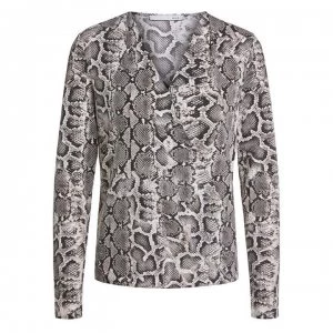 Image of Oui Long Sleeve Snake Blouse - Black White 0991
