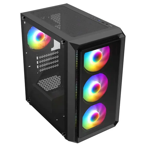 Image of GameMax Icon Black Micro-ATX TG Gaming Case - 4 x Inner-Ring ARGB Fans & 6-Port Fan Hub