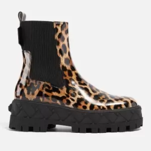 Image of Kurt Geiger London Patent Leopard-Print Leather Chelsea Boots - UK 5