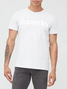 Image of Superdry Core Logo T-Shirt - White, Grey Marl, Size L, Men