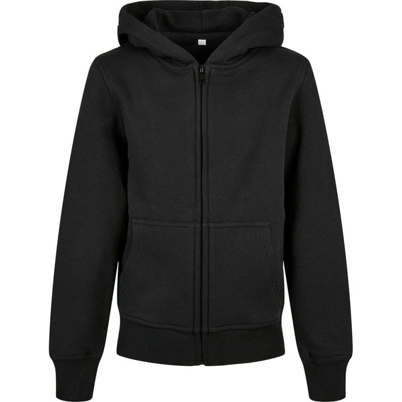 Image of Build Your Brand Basic Full Zip Hoodie in Black Size: 5-6 Years Black Unisex 5-6 Years