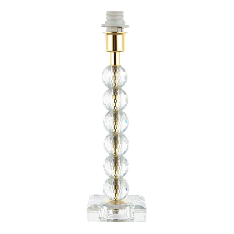 Image of Happy Homewares Contemporary Clear Crystal Glass & Metal Table Lamp Base with Faceted Spheres in Gold Gold Unisex