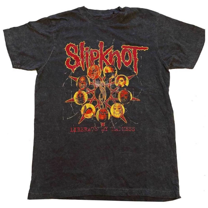 Image of Slipknot Liberate Back Print T-Shirt in Black Size: 11-12 Years Black Unisex 11-12 Years