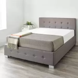 Image of Aspire Upholstered Storage Ottoman Bed In Grey Linen Size Super King