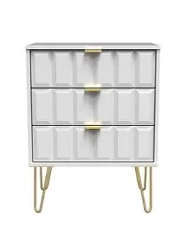 Image of Swift Cube Ready Assembled 3 Drawer Midi Sideboard - White