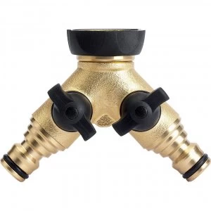 Image of Draper Expert Brass 2 Way Flow Control Tap Connector 3/4" / 19mm Pack of 1