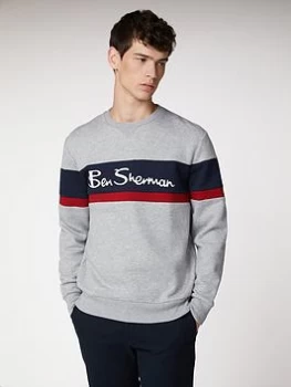 Image of Ben Sherman Sports Crew Neck Sweat-LIGHT GREY, Light Grey, Size L, Men