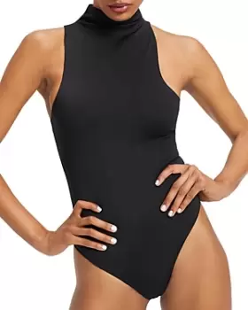 Image of Good American Mock Neck Thong Back Bodysuit