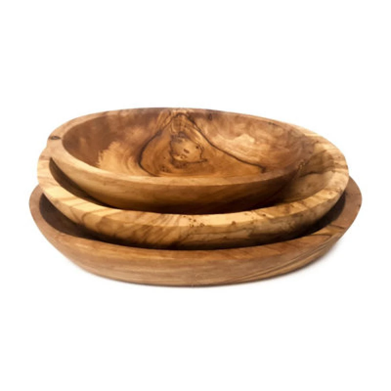Image of Verano Spanish Ceramics Olive Wood Natural Grained Rustic Kitchen Dining Trio Oval Serving Dish Set 13-19cm Natural unisex