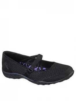 Image of Skechers Breathe-Easy Soft Knit Mary Jane Ballerina - Black, Size 4, Women