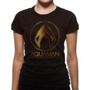 Image of Aquaman Movie - Metallic Symbol Womens X-Large T-Shirt - Black