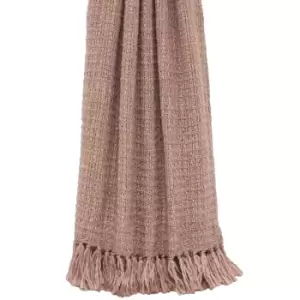 Image of Riva Home Boden Knitted Tassled Throw (150 x 200cm) (Blush)
