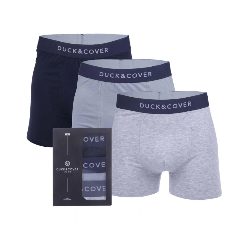 Image of Duck and Cover Sagnet 3 Pack Boxer Shorts Navy Grey male 2XL