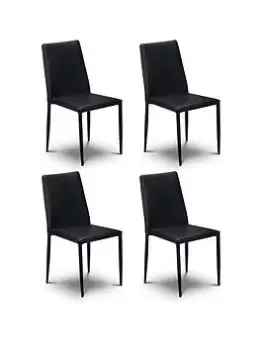 Image of Julian Bowen Jazz Set Of 4 Ready Assembled Faux Leather Dining Chairs - Black