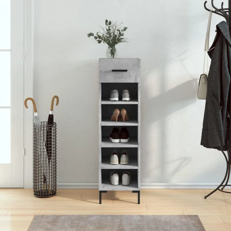 Image of VIDAXL Shoe Cabinet Concrete Grey 30x35x105cm Engineered Wood Vidaxl 8720845430771