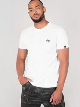 Image of Alpha Industries Basic Logo T-Shirt - White, Size L, Men