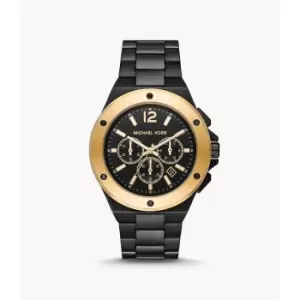 Image of Michael Kors Mens Lennox Chronograph Black-Tone Stainless Steel Watch - Black