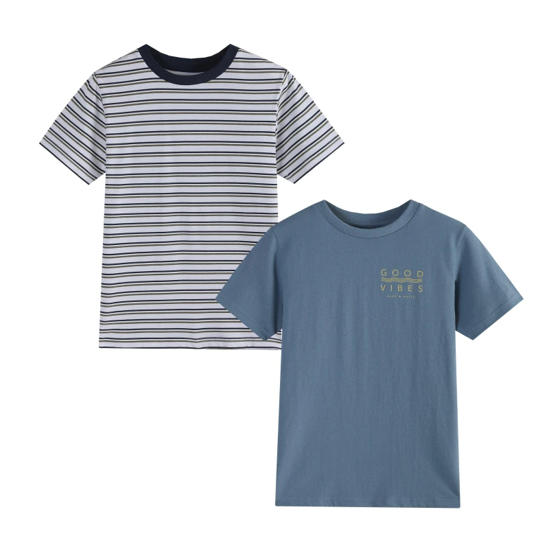 Image of Studio Older Boys Good vibes 2 Pack Tshirts - Multi Multi 6 - 7 Years