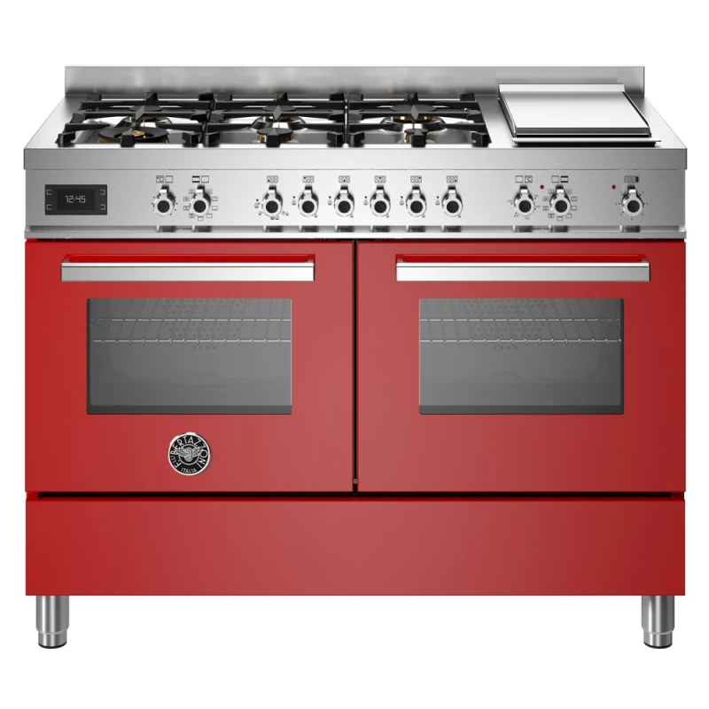 Image of Bertazzoni PRO126G2EROT 120cm Professional Dual Fuel Range Cooker - RED PRO126G2EROT