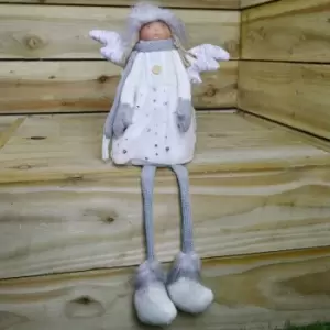 Image of Festive Christmas Angel With Cosy Christmas Jumper On And Dangle Legs, 1 Button