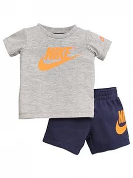 Image of Nike Sportswear Infant Boys Tee and French Terry Shorts Set - Navy, Size 12 Months
