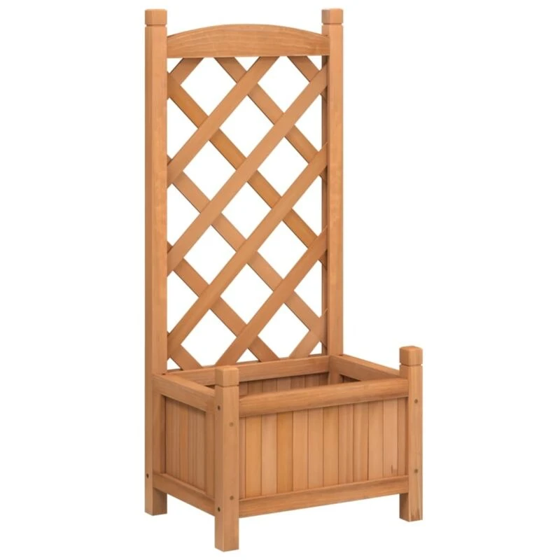 Image of vidaXL Planter w/ Trellis Brown Solid Wood Fir, Brown 365482