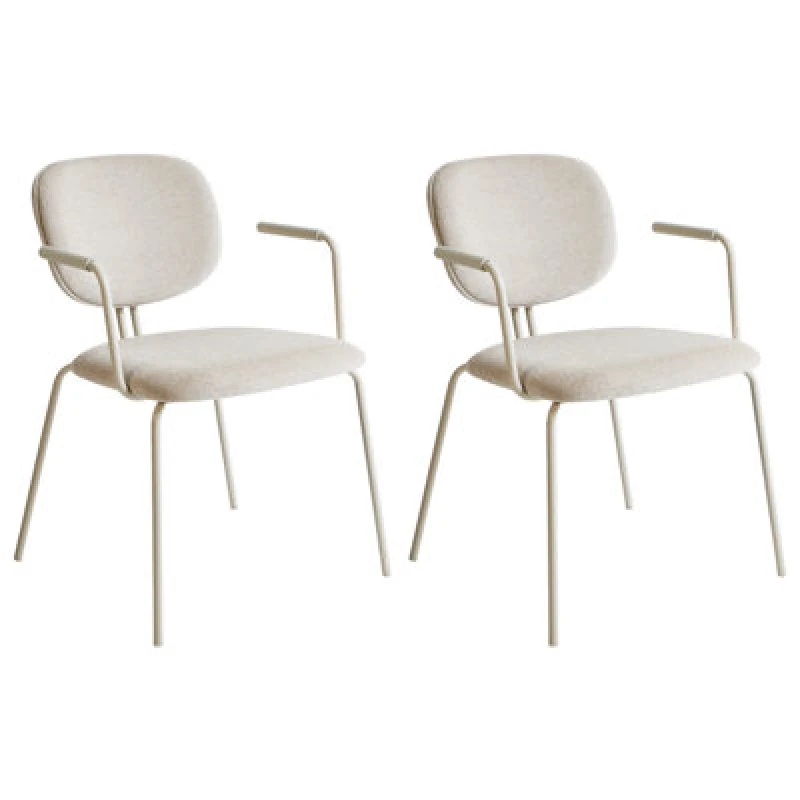 Image of Beliani Set Of 2 Dining Chairs Carille Chenille Light Beige