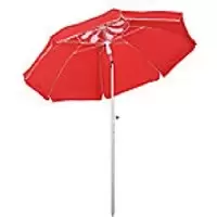 Image of Outsunny Beach Umbrella 84D-092RD Aluminum, Polyester, Glass Fiber Red