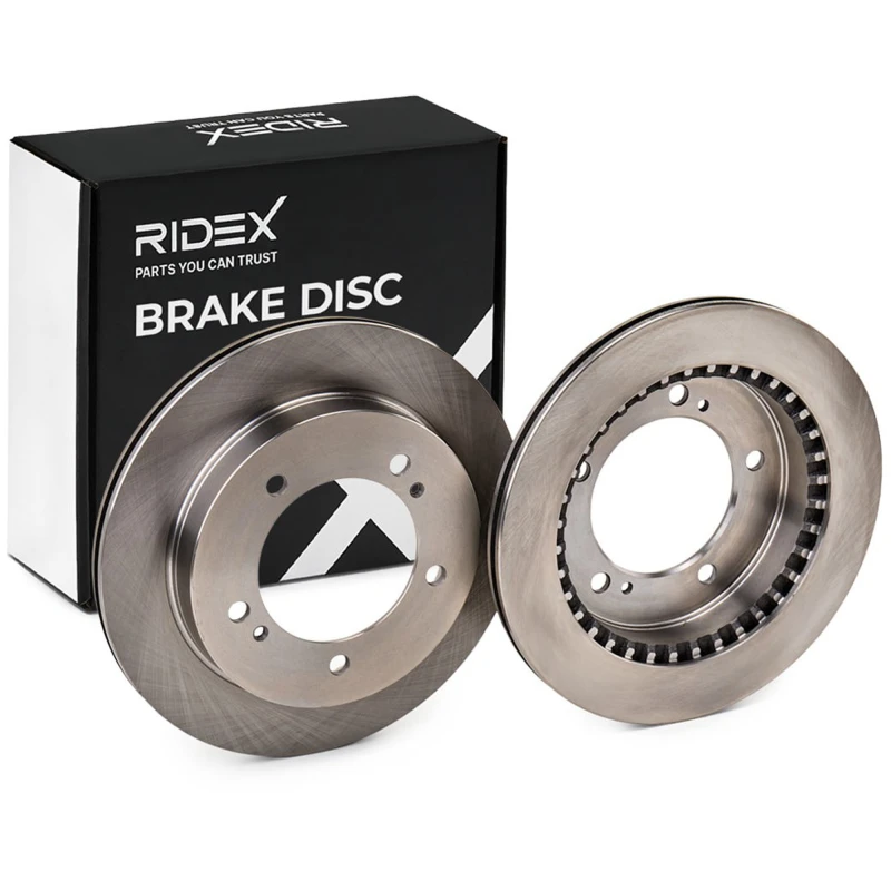 Image of RIDEX 82B0499 Brake disc Front Axle, Vented, Cast Iron, Uncoated, Untreated, without bolts/screws Cast Iron Brake Disc (82)