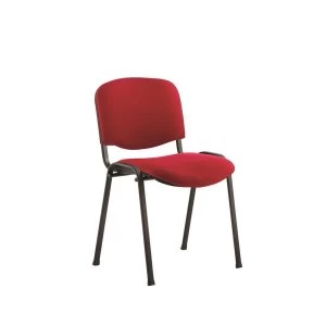 Image of Trexus Stackable Fabric Medium Back Chair Red Upholstery with Black Metal Frame
